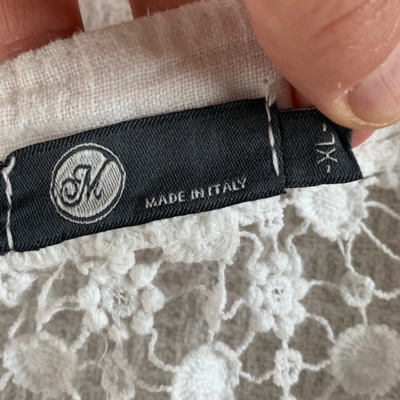 M Made in Italy white linen blouse with lace detail size XL - Picture 5 of 9